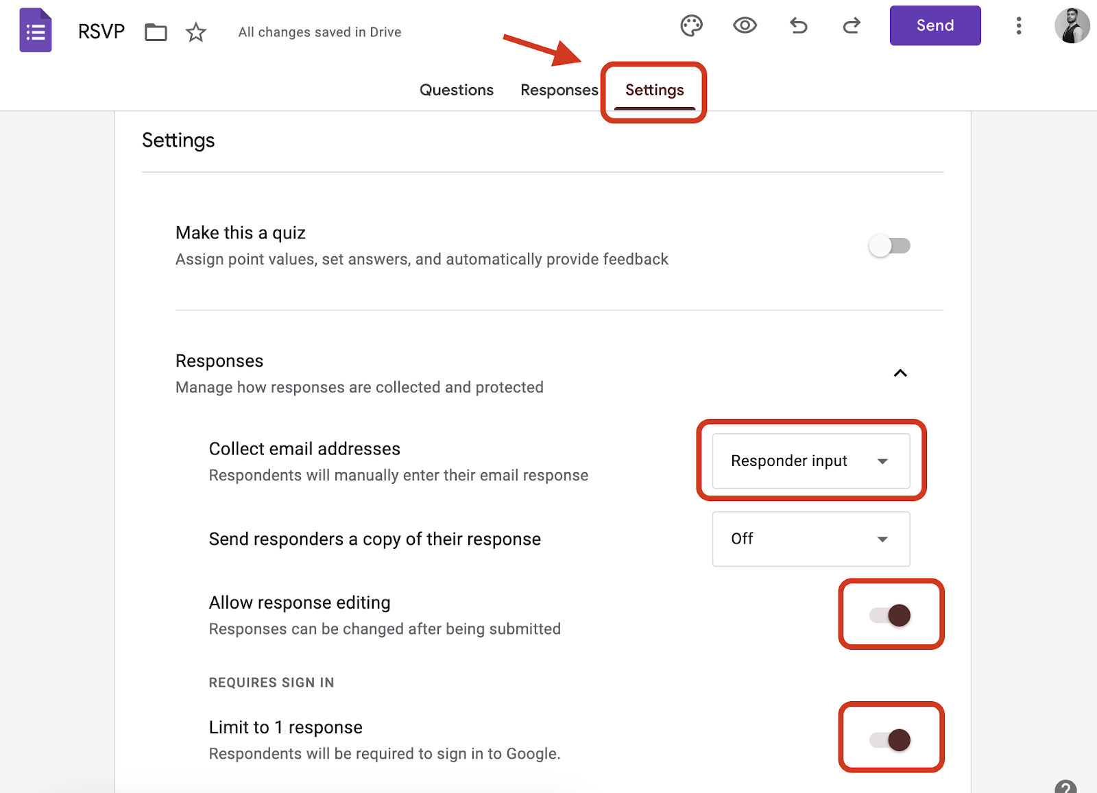 Configure your form settings