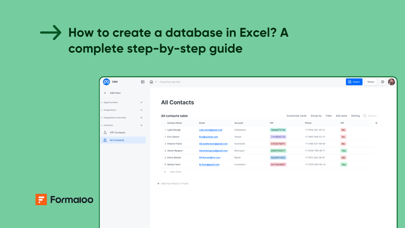 How to create a database in Excel? A complete step-by-step guide - Formaloo