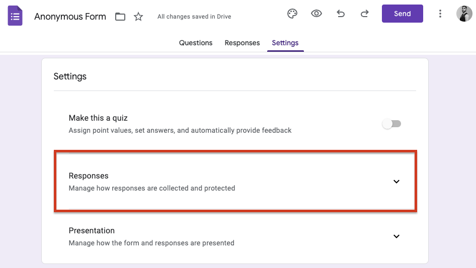 general form settings