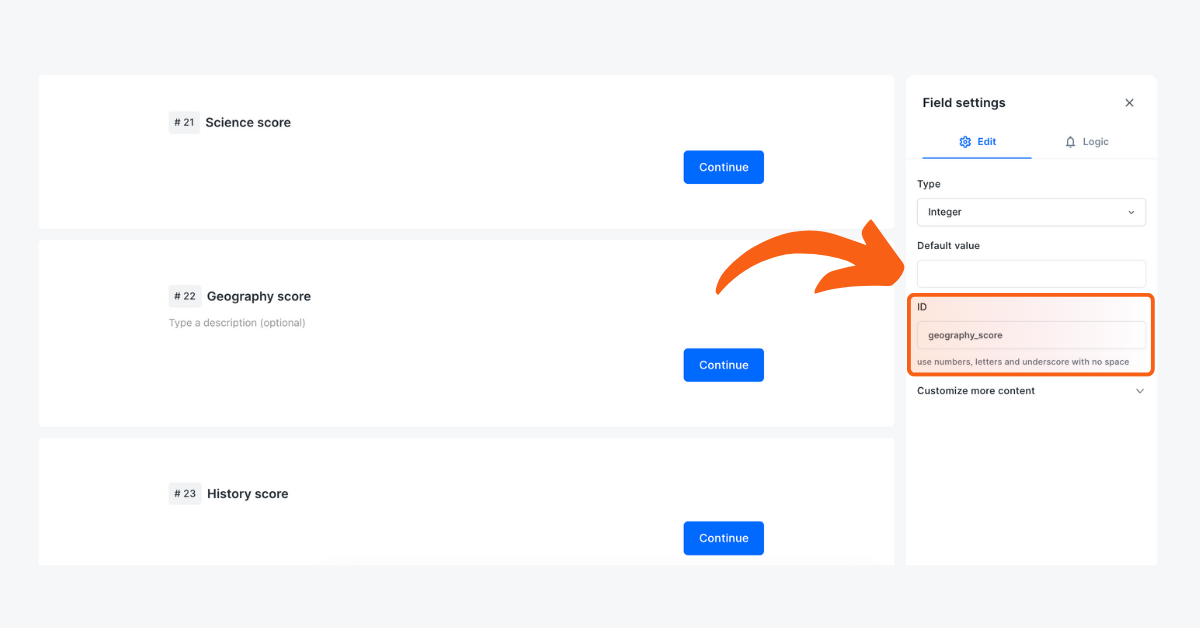 Add variable fields to calculate and show the total score