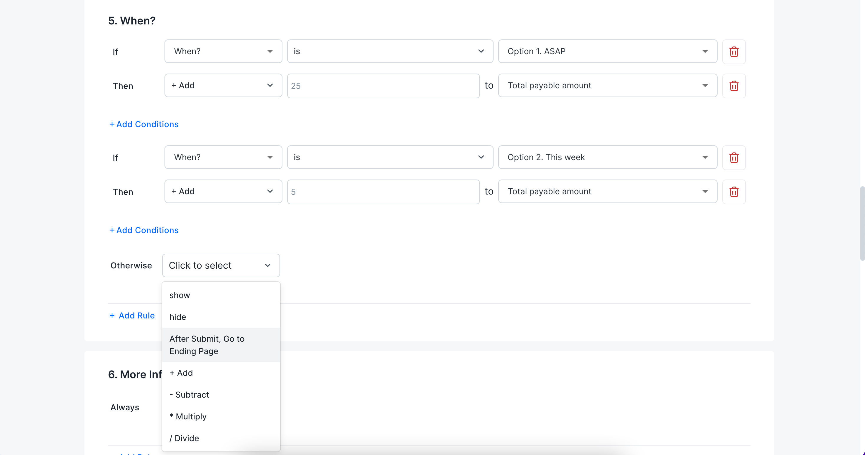 Logic jumps & conditional logic