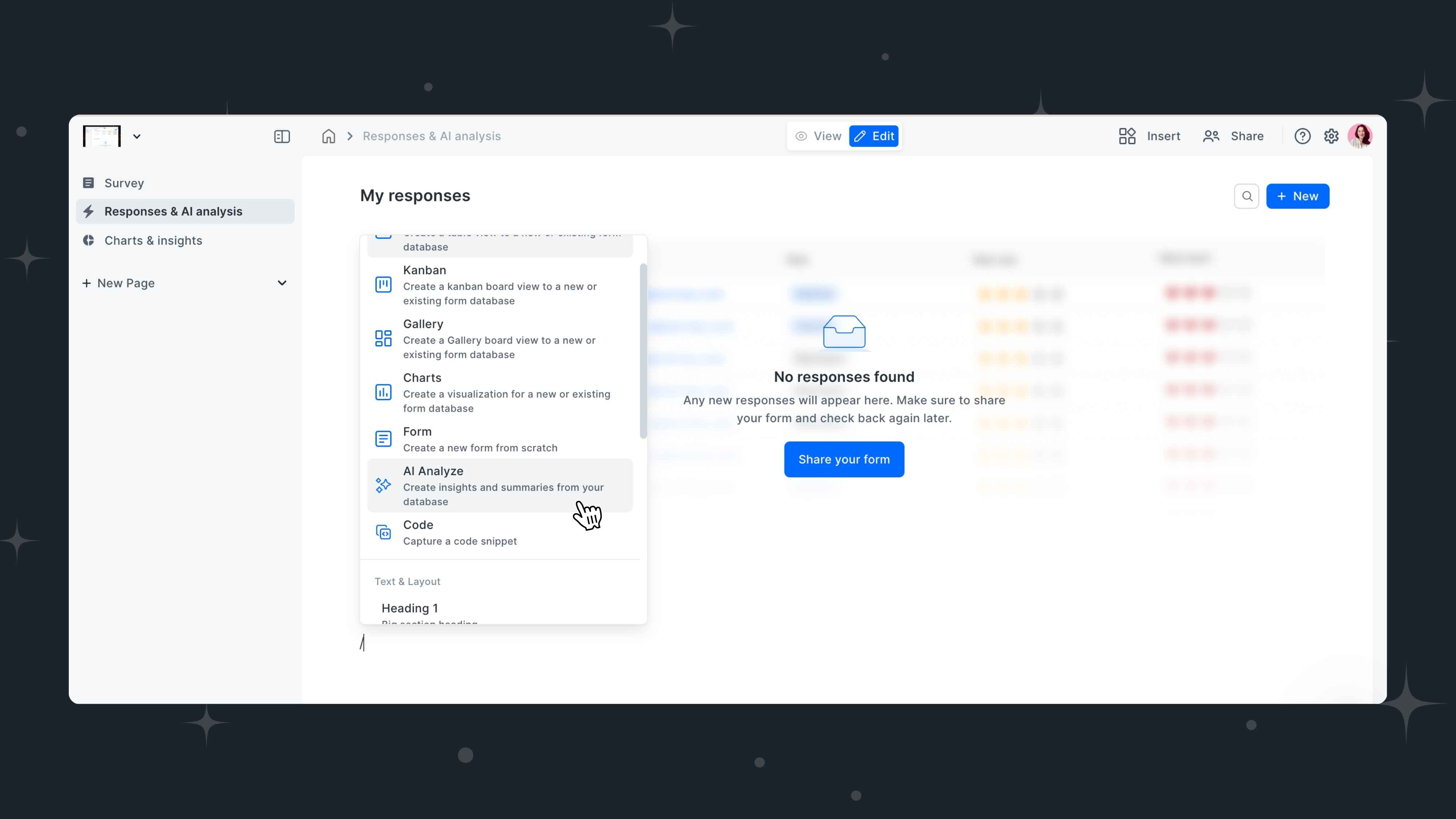 AI analyse block with Formaloo