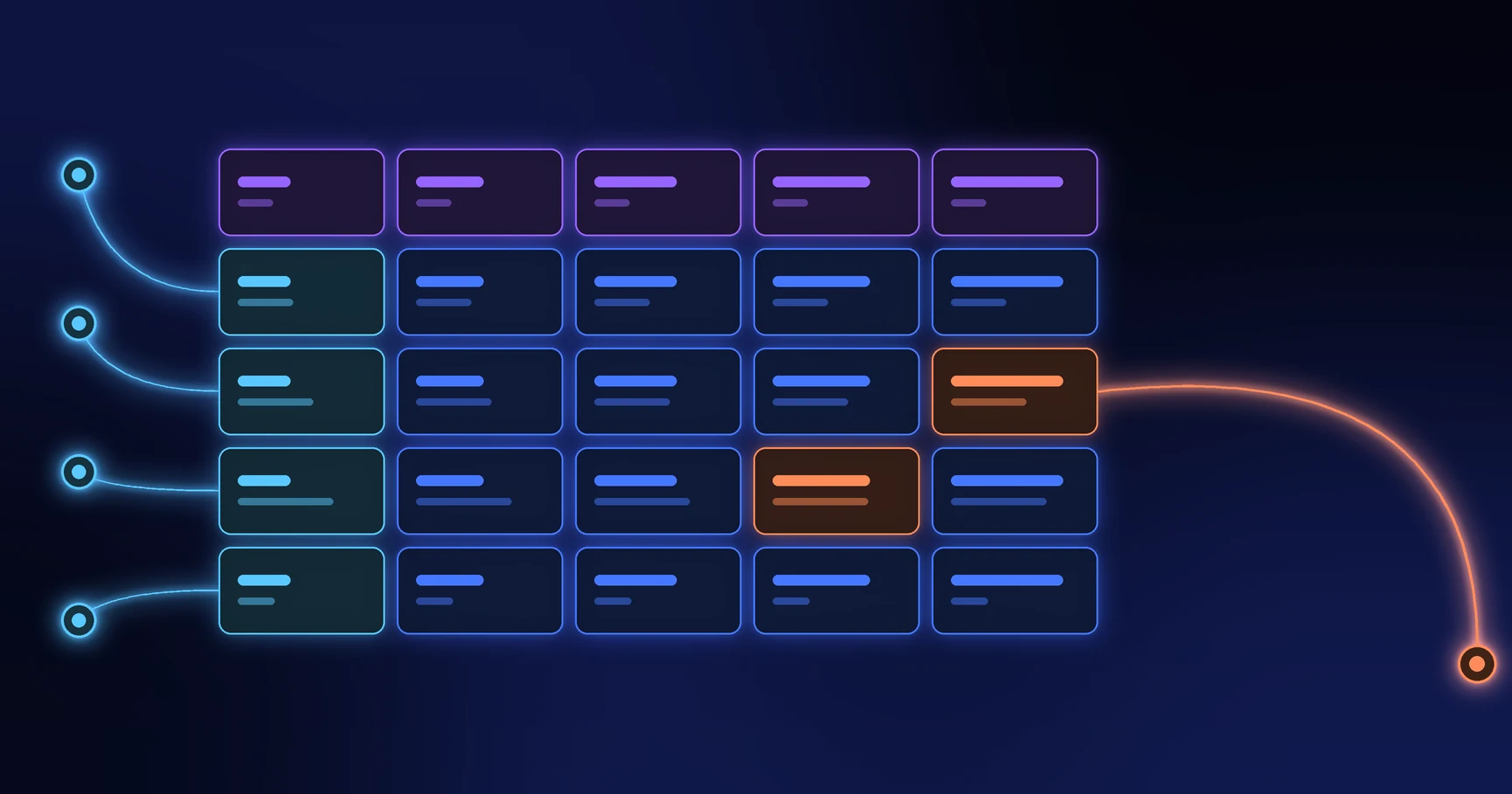 Structured field definitions connected to a data panel