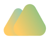 Abstract logo design with three overlapping gradient triangles in green and orange tones.