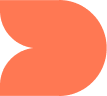 Abstract orange shape resembling a stylized swirl or leaf on a white background.