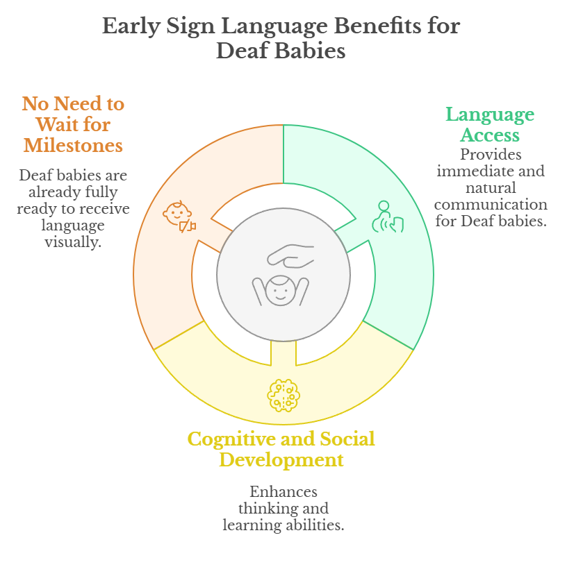 An infographic that shows the benefits of teaching sign language to Deaf babies
