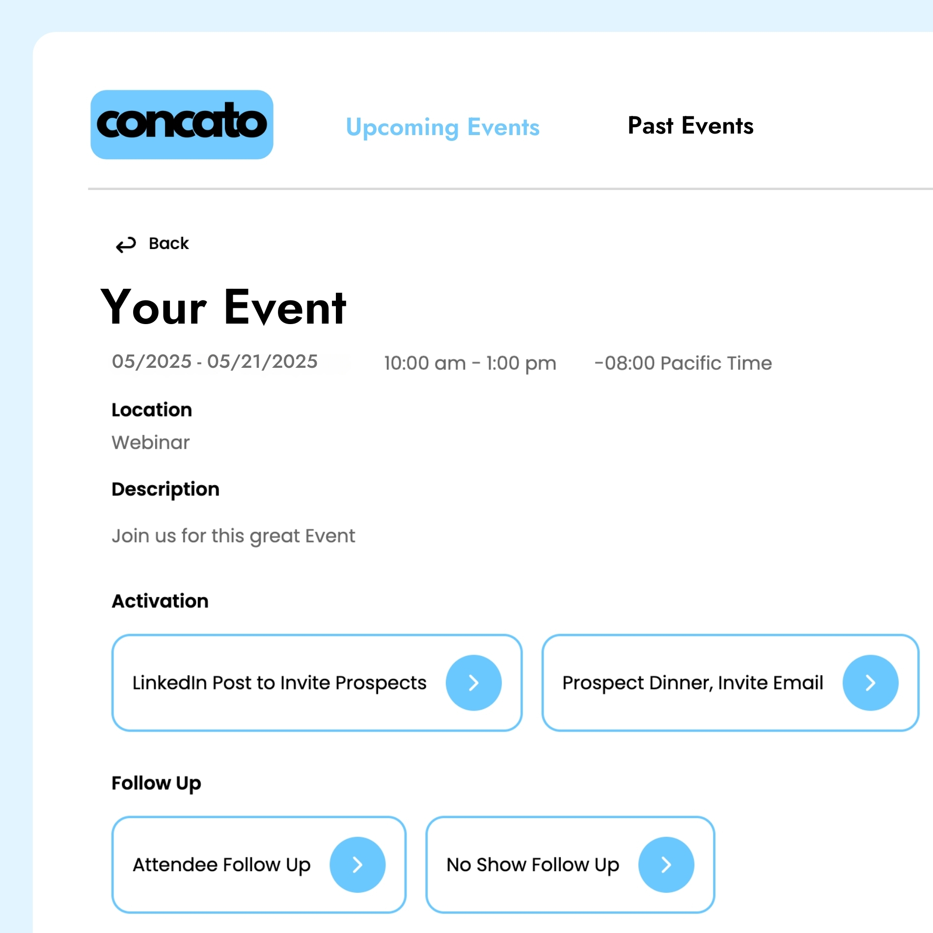 Overview of seller activation steps available directly in Concato