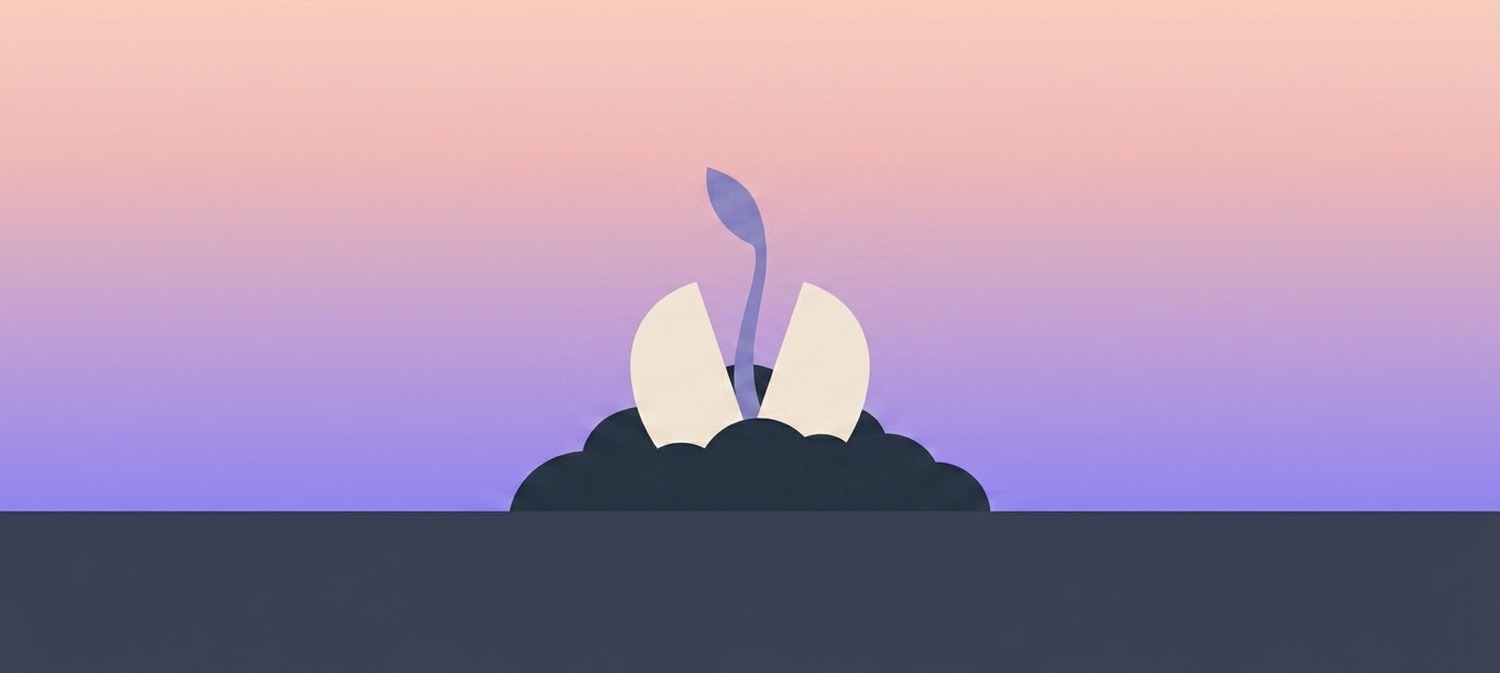 Self-development quotes — seed splitting open in soil illustration