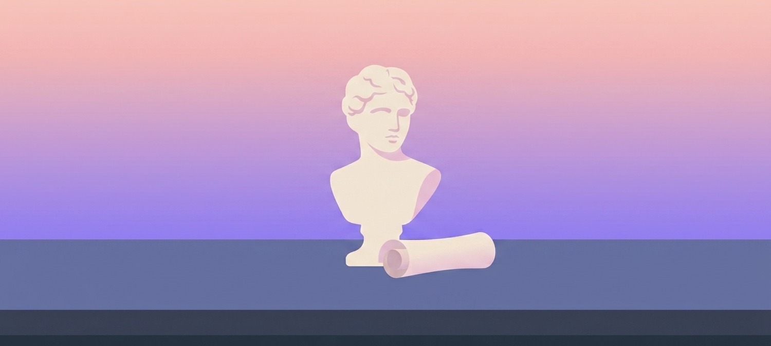 Stoic quotes — classical bust and scroll illustration