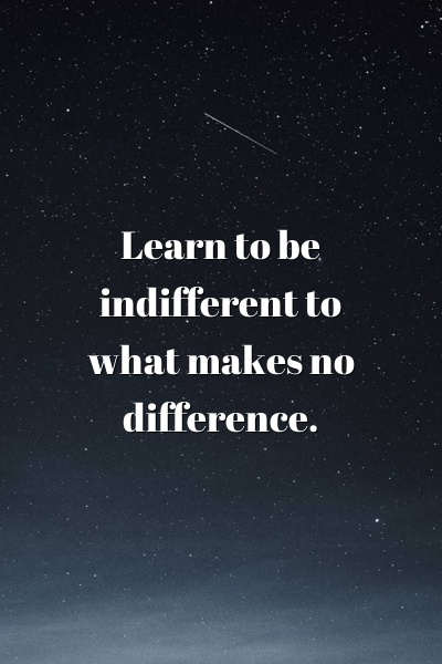 Learn to be indifferent to what makes no difference.