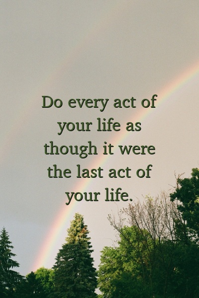 Do every act of your life as though it were the last act of your life.