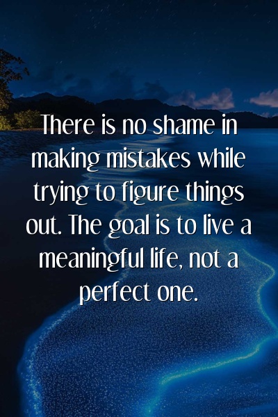 There is no shame in making mistakes while trying to figure things out. The goal is to live a meaningful life, not a perfect one.