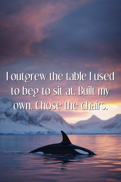 I outgrew the table I used to beg to sit at. Built my own. Chose the chairs.
