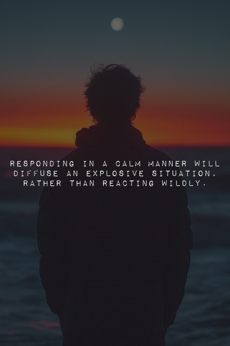 Responding in a calm manner will diffuse an explosive situation, rather than reacting wildly.