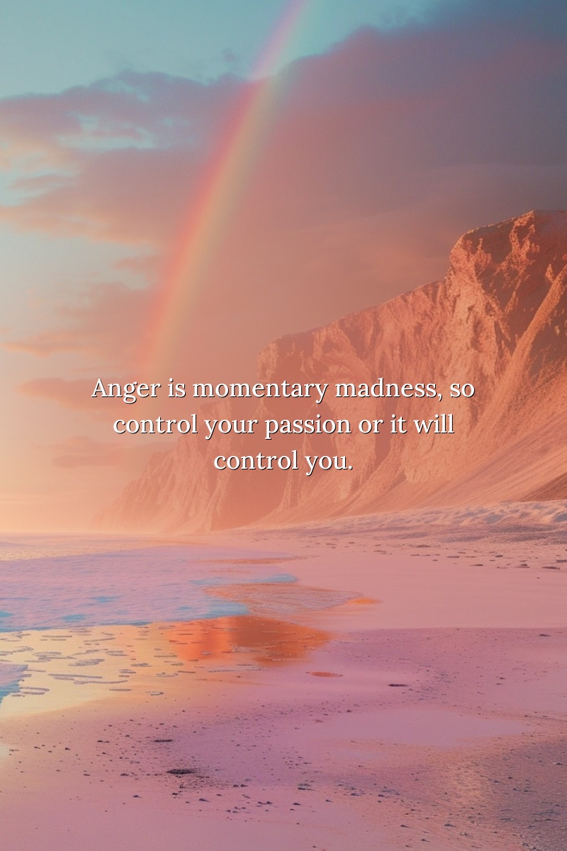 Anger is momentary madness, so control your passion or it will control you.
