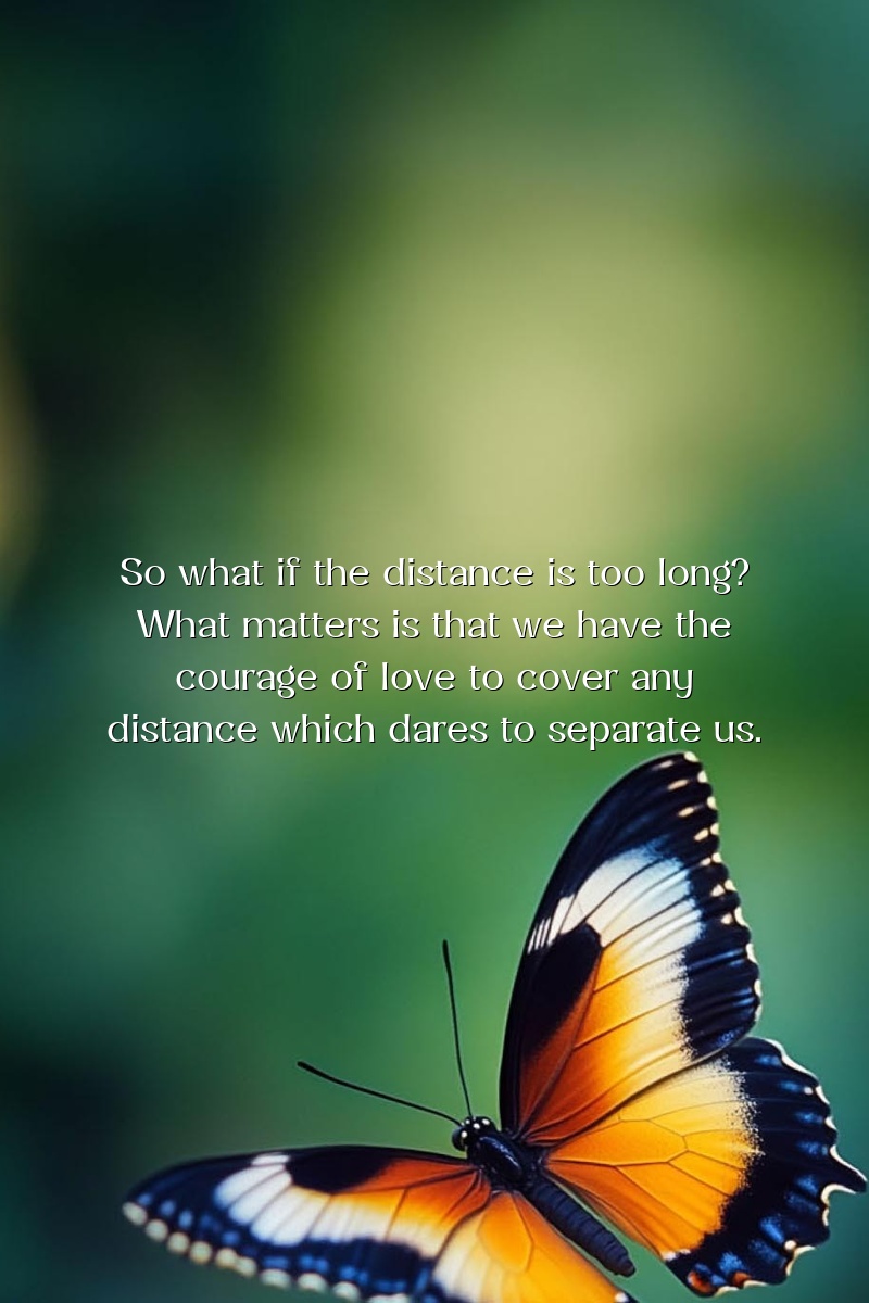 So what if the distance is too long? What matters is that we have the courage of love to cover any distance which dares to separate us.