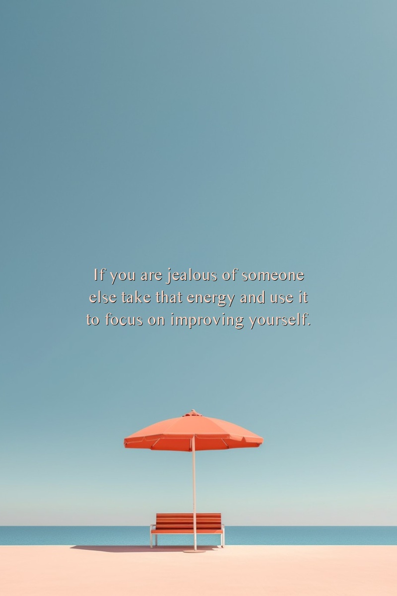 If you are jealous of someone else take that energy and use it to focus on improving yourself.