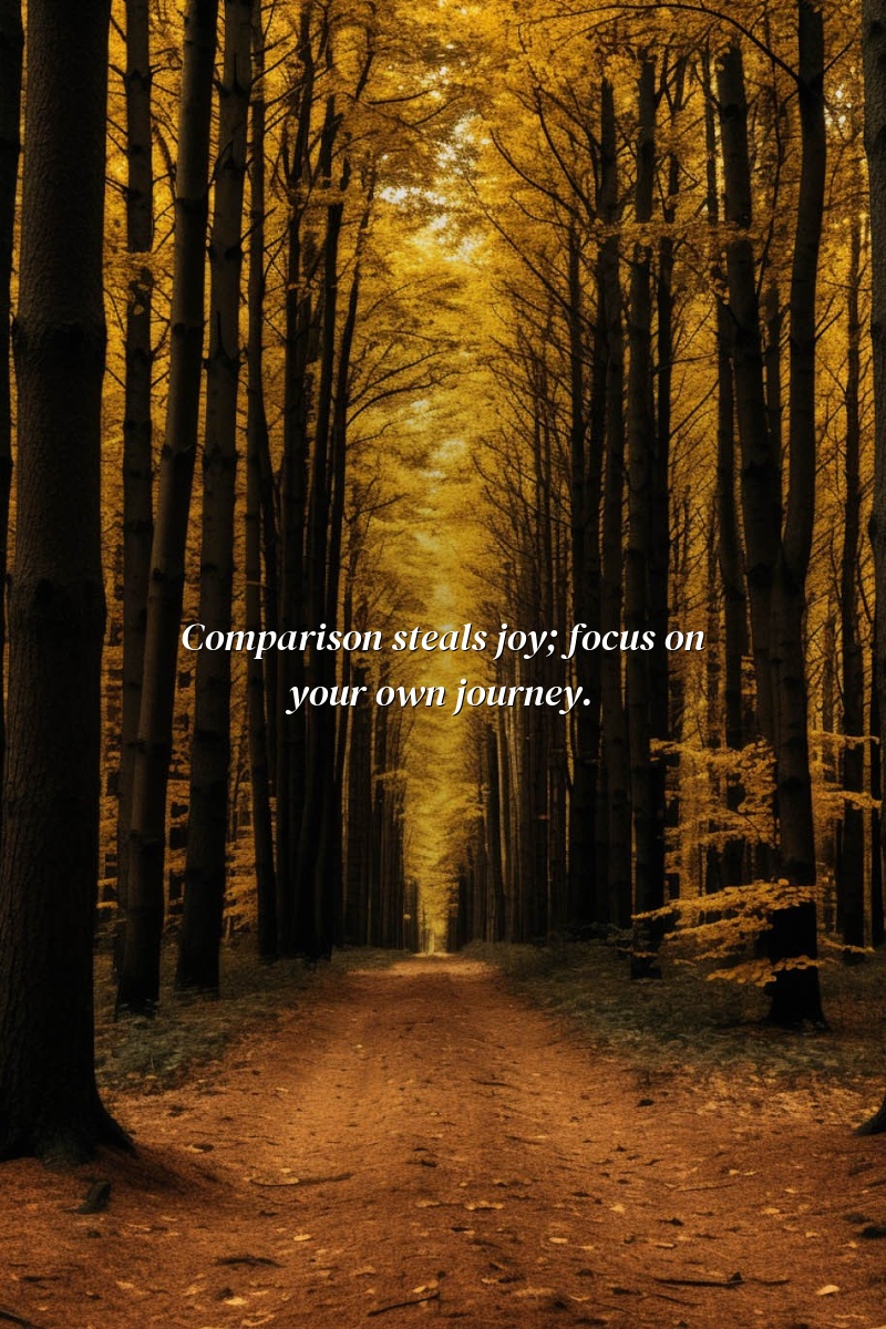 Comparison steals joy; focus on your own journey.