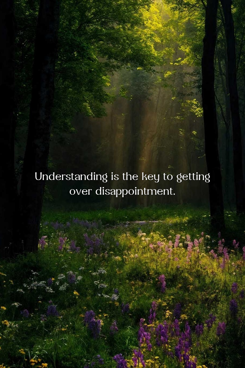 Understanding is the key to getting over disappointment.
