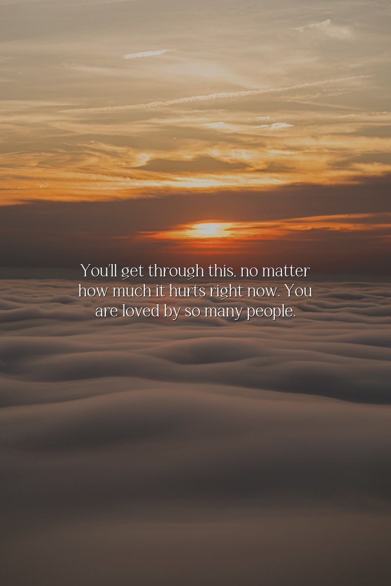You'll get through this, no matter how much it hurts right now. You are loved by so many people.
