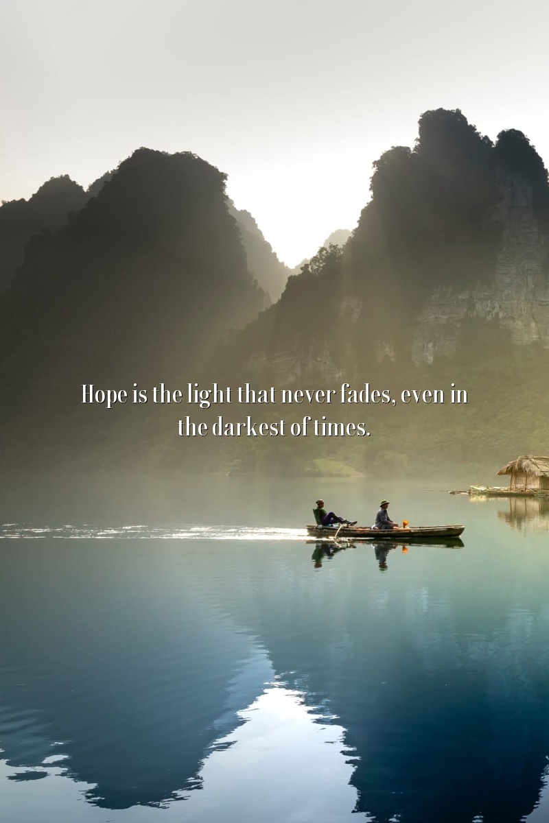 Hope is the light that never fades, even in the darkest of times.
