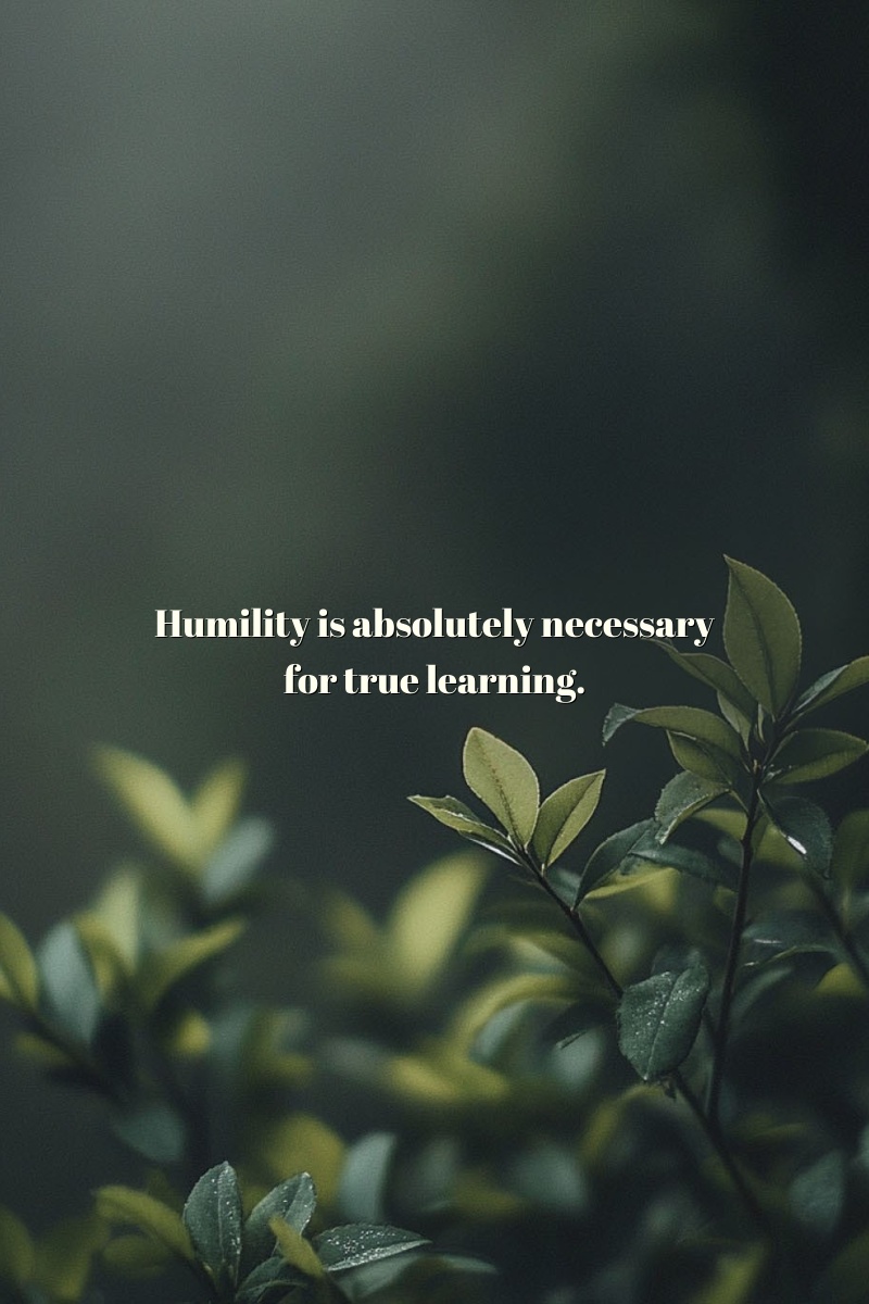 Humility is absolutely necessary for true learning.