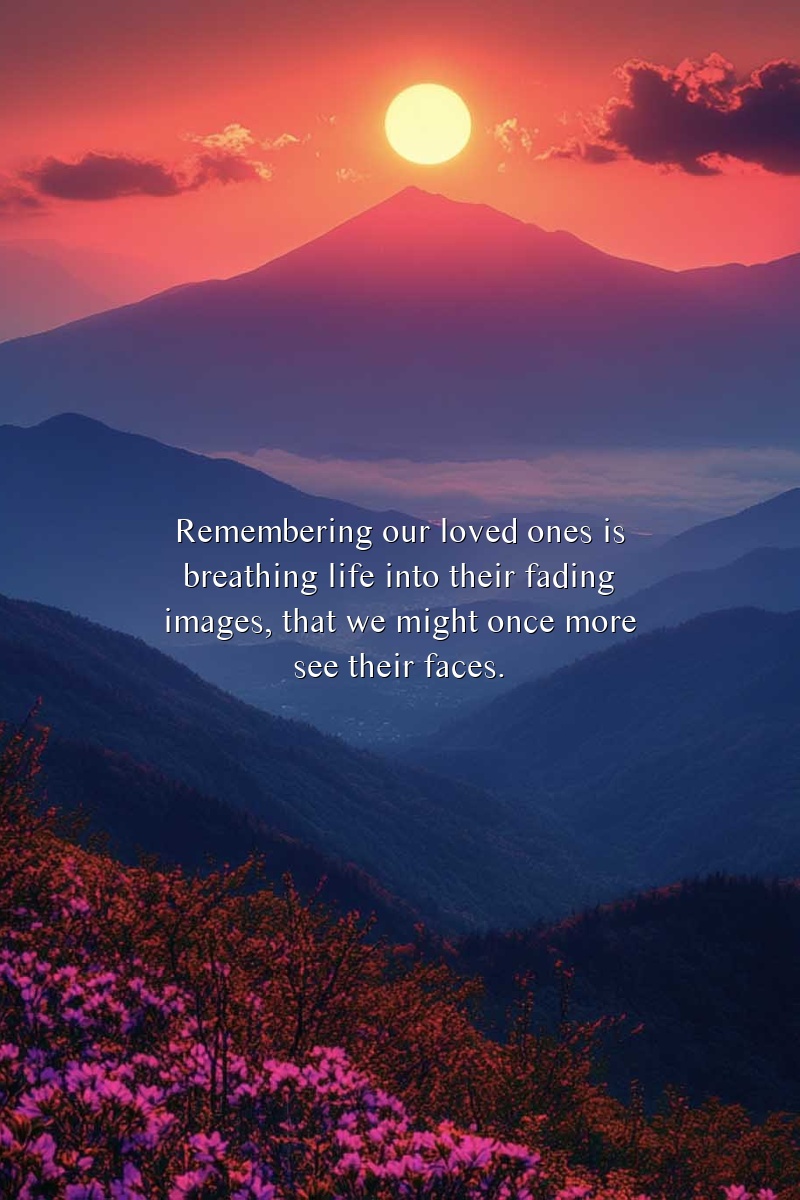 Remembering our loved ones is breathing life into their fading images, that we might once more see their faces.