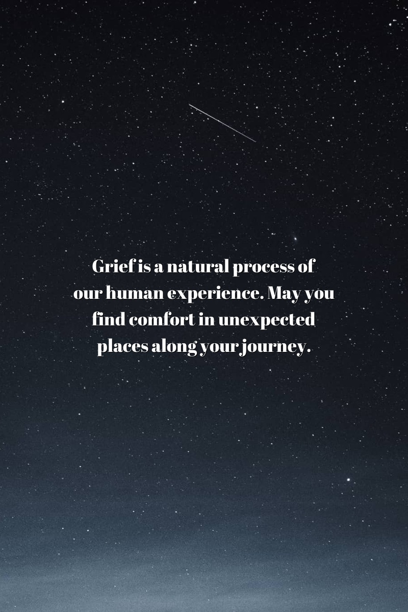 Grief is a natural process of our human experience. May you find comfort in unexpected places along your journey.