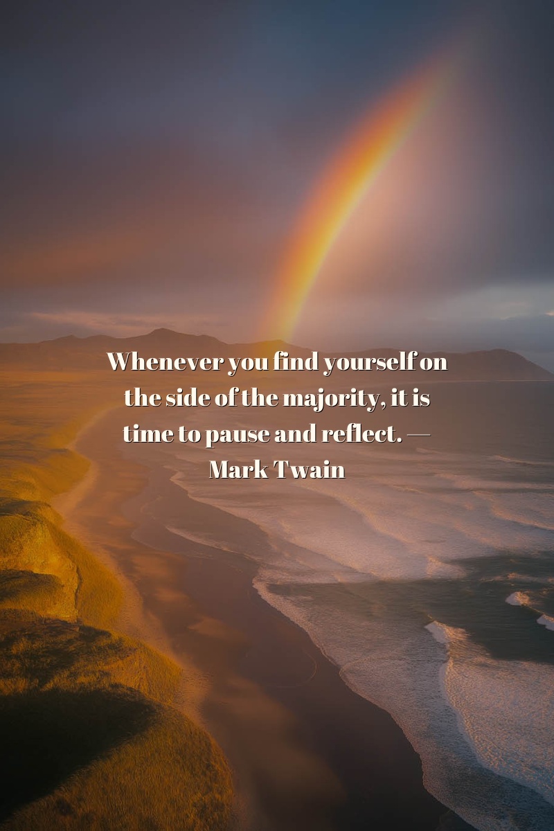 Whenever you find yourself on the side of the majority, it is time to pause and reflect.