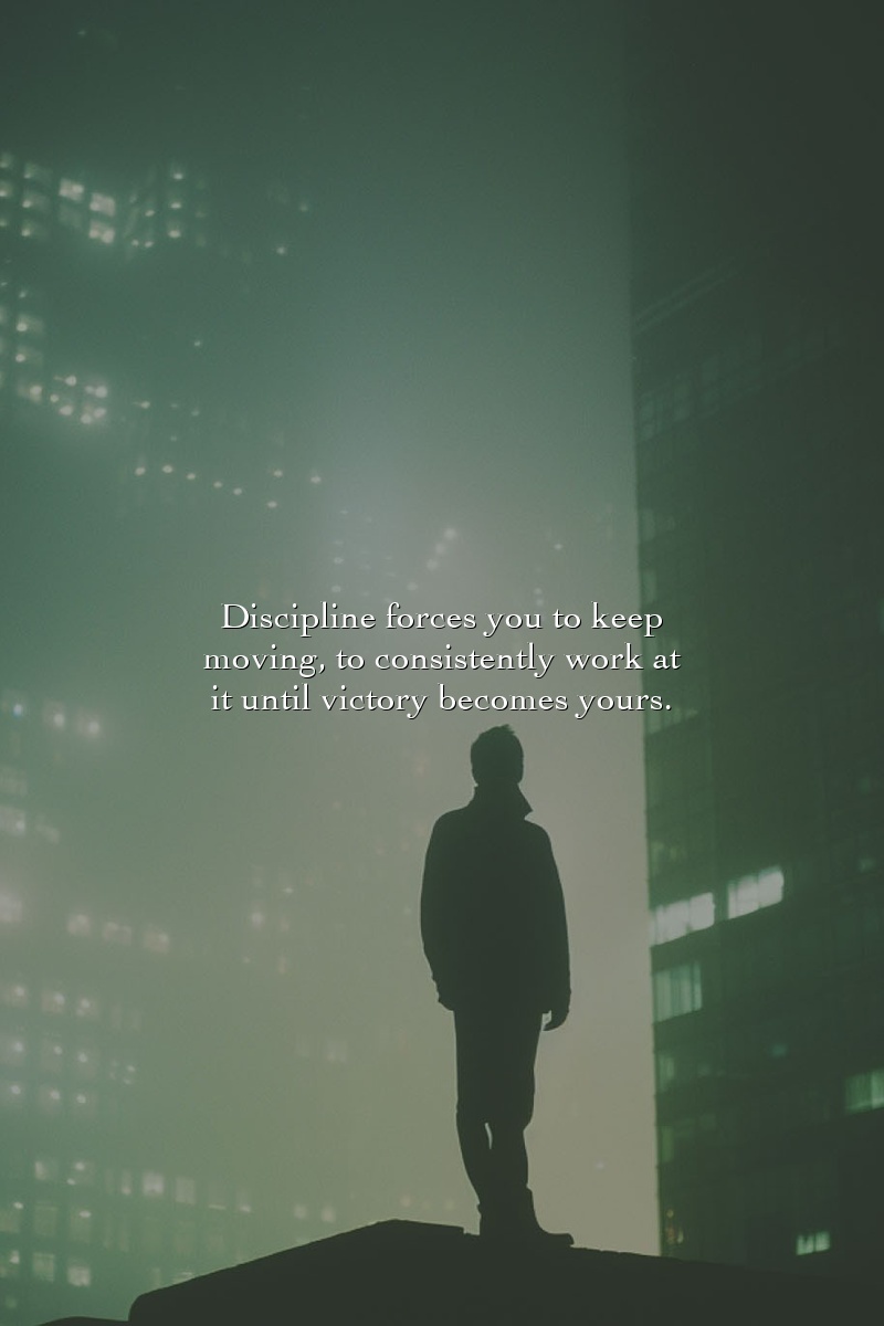 Discipline forces you to keep moving, to consistently work at it until victory becomes yours.