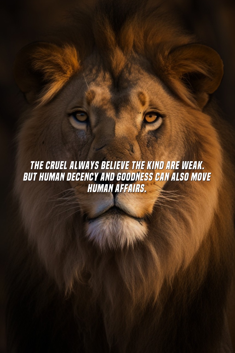 The cruel always believe the kind are weak. But human decency and goodness can also move human affairs.
