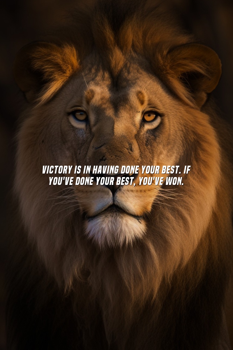 Victory is in having done your best. If you've done your best, you've won.