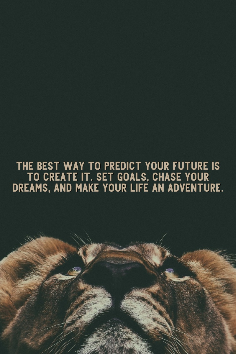 The best way to predict your future is to create it. Set goals, chase your dreams, and make your life an adventure.