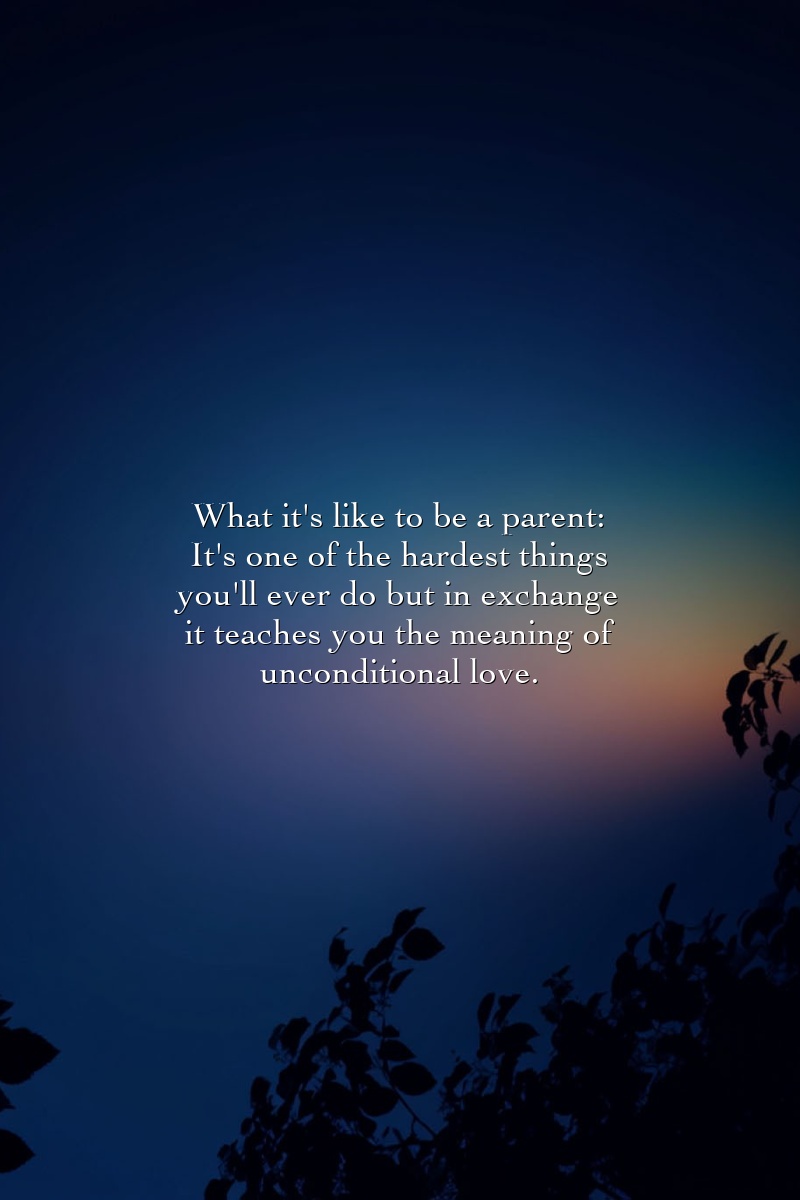 What it's like to be a parent: It's one of the hardest things you'll ever do but in exchange it teaches you the meaning of unconditional love.