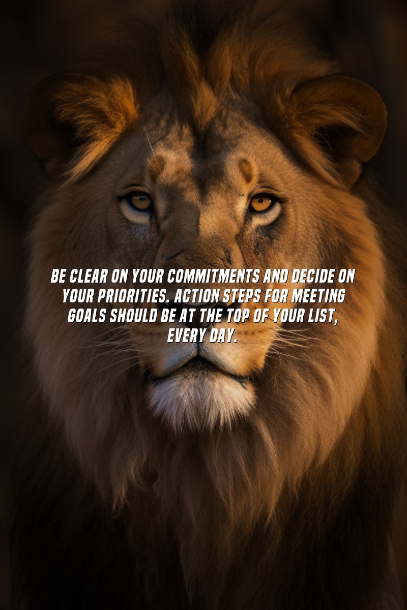 Be clear on your commitments and decide on your priorities. Action steps for meeting goals should be at the top of your list, every day.