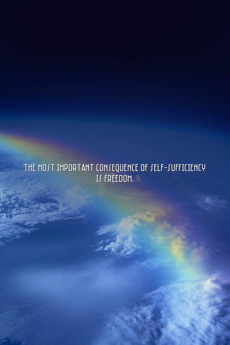 The most important consequence of self-sufficiency is freedom.