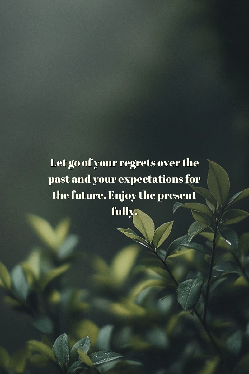 Let go of your regrets over the past and your expectations for the future. Enjoy the present fully.
