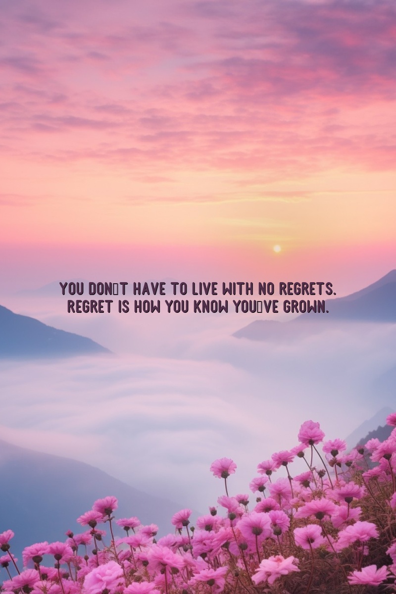 You don't have to live with no regrets. Regret is how you know you've grown.