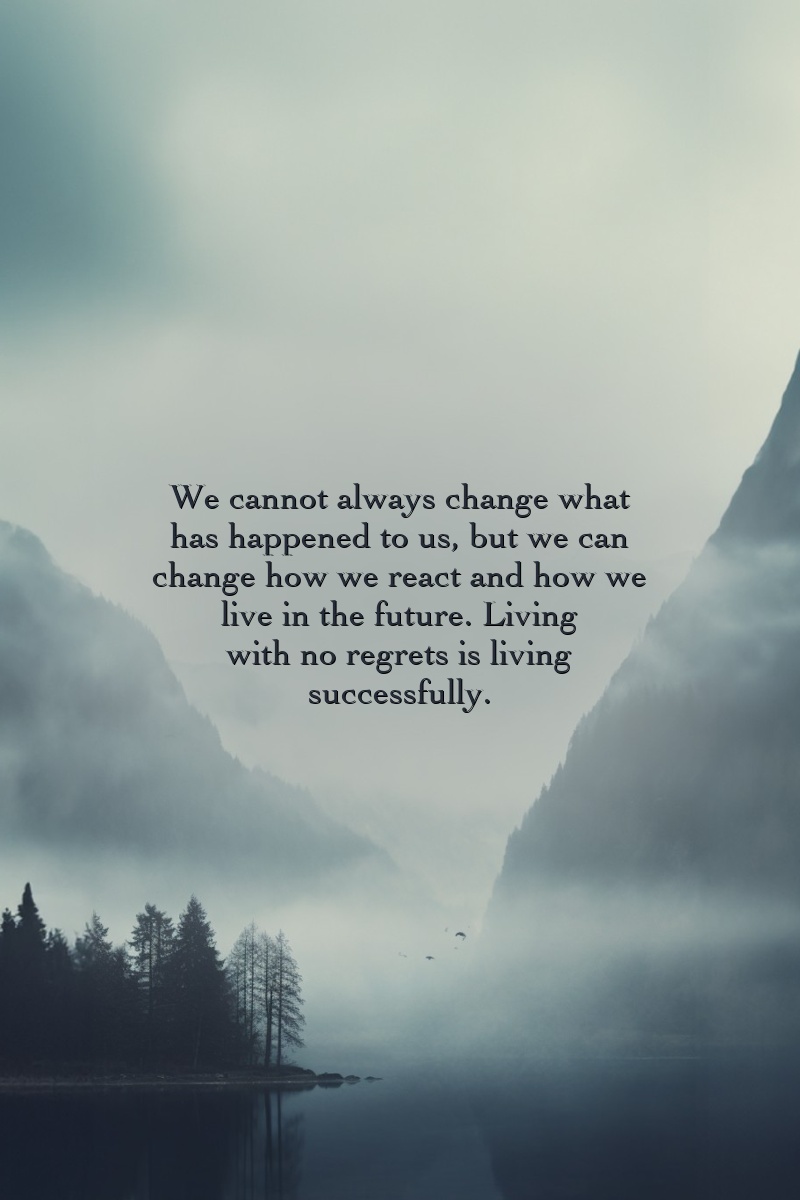 We cannot always change what has happened to us, but we can change how we react and how we live in the future. Living with no regrets is living successfully.