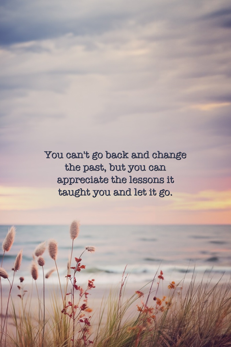 You can't go back and change the past, but you can appreciate the lessons it taught you and let it go.