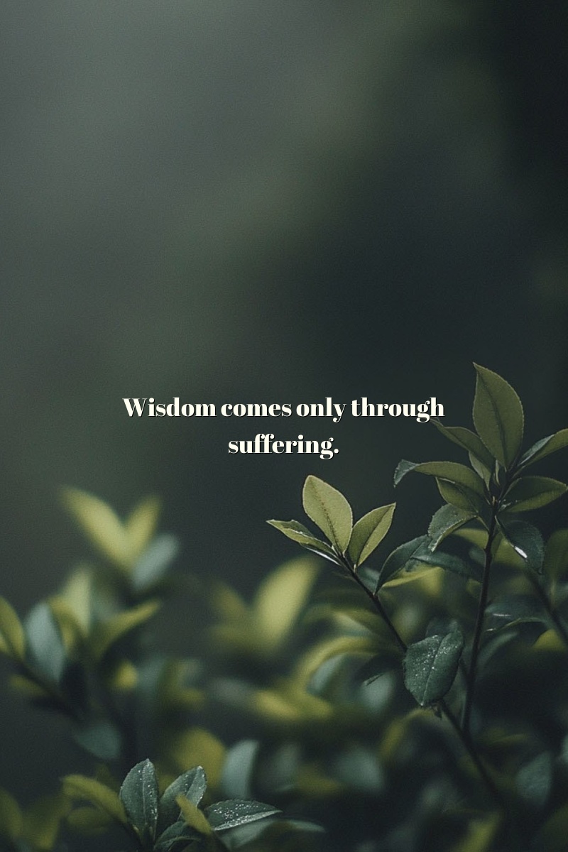 Wisdom comes only through suffering.