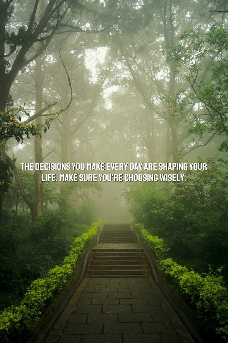 The decisions you make every day are shaping your life. Make sure you're choosing wisely.