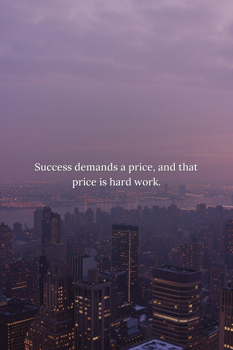 Success demands a price, and that price is hard work.