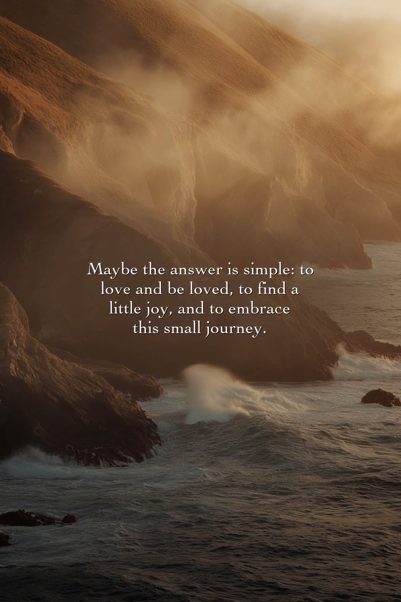 Maybe the answer is simple: to love and be loved, to find a little joy, and to embrace this small journey.