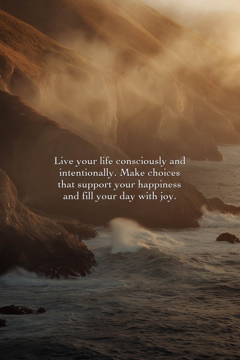 Live your life consciously and intentionally. Make choices that support your happiness and fill your day with joy.