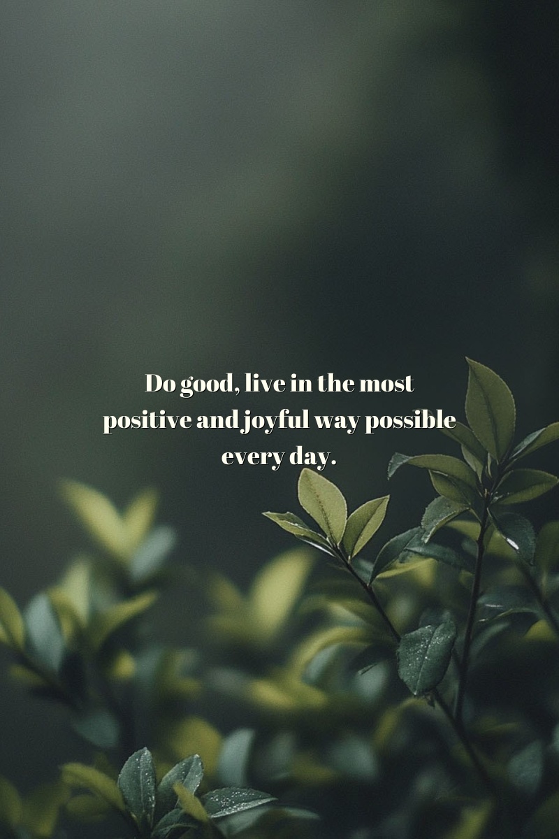 Do good, live in the most positive and joyful way possible every day.