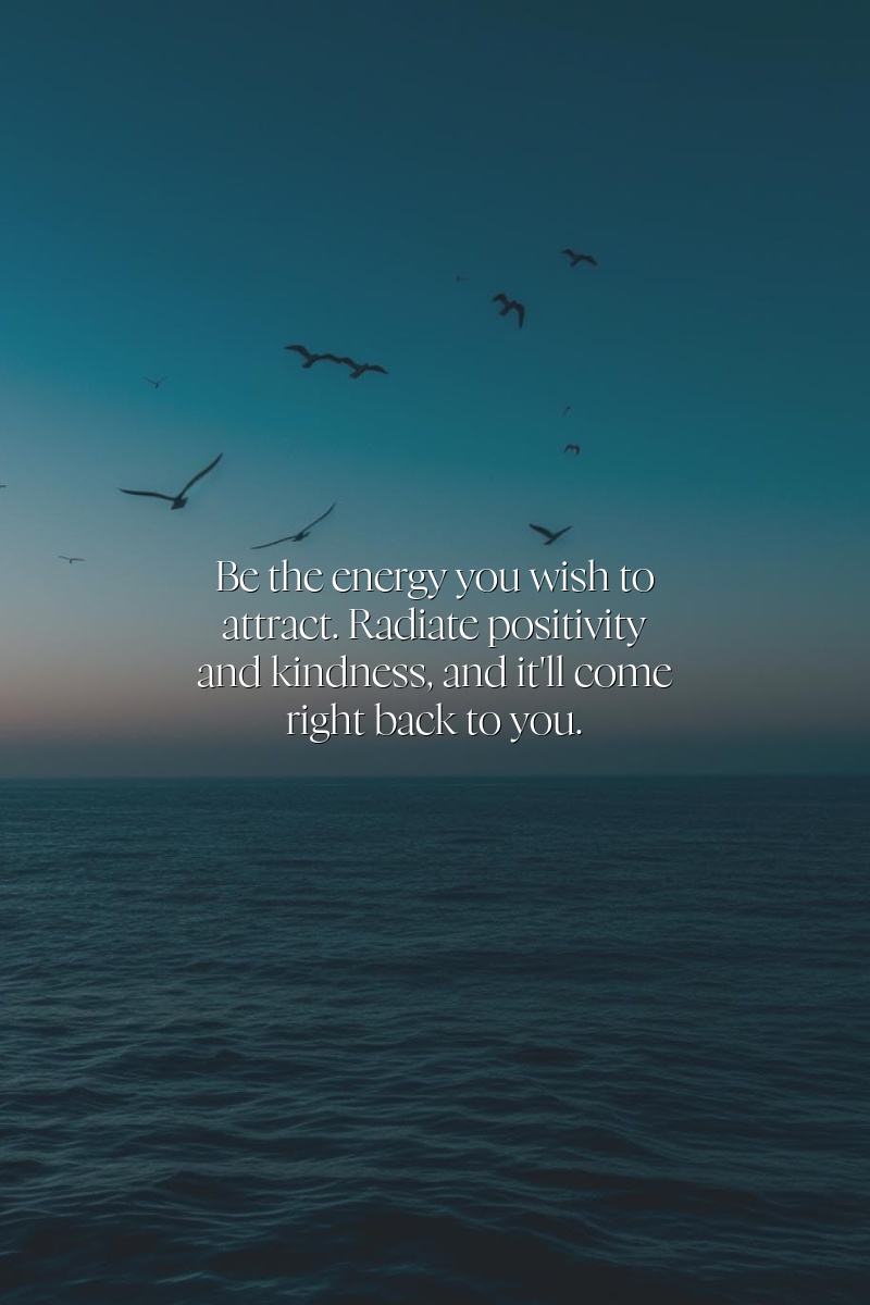 Be the energy you wish to attract. Radiate positivity and kindness, and it'll come right back to you.