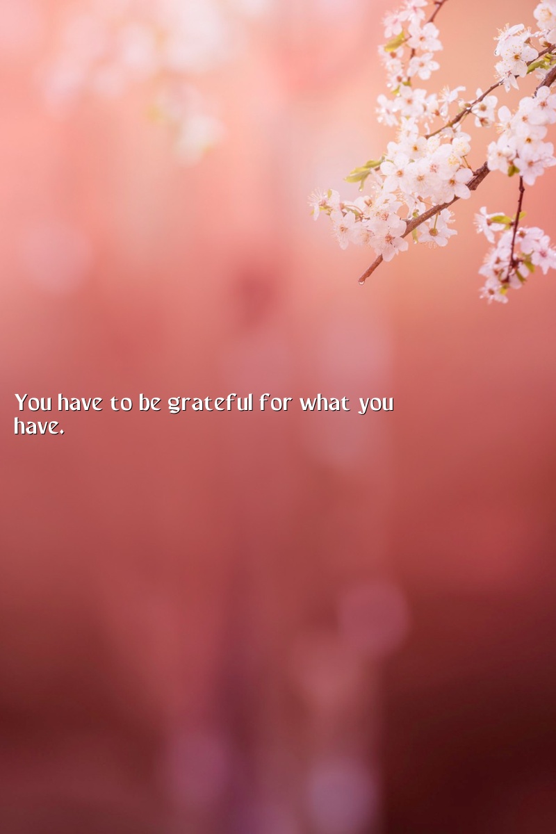 You have to be grateful for what you have.