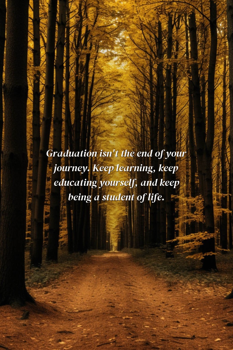 Graduation isn't the end of your journey. Keep learning, keep educating yourself, and keep being a student of life.