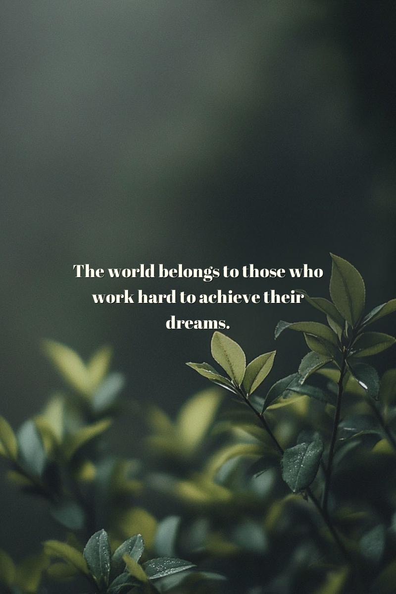 The world belongs to those who work hard to achieve their dreams.
